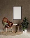 Light living room interior dresser and shelf with art decoration, mockup frame. 3d render illustration