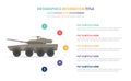 Light medium tank infographic template concept with five points list and various color with clean modern white background - 