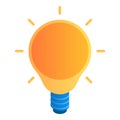 Light modern bulb icon, isometric style