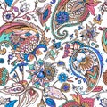 Light modern seamless paisley pattern. Based on the traditions of oriental patterns Royalty Free Stock Photo