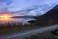 Light morning to the viewpoint at Abisko Royalty Free Stock Photo