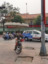 Light motorcycle traffic on a Saturday morning Tet Holiday D4 HCMC, Vietnam2020