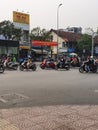 Light motorcycle traffic on a Saturday morning Tet Holiday D4 HCMC, Vietnam2020