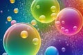 Light Multicolor neon, Rainbow background with bubbles