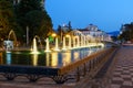 Light Musical Fountain in Seaside Park at night. Batumi, Georgia