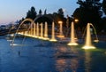 Light Musical Fountain in Seaside Park at night. Batumi, Georgia