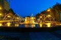 Light Musical Fountain in Seaside Park at night. Batumi, Georgia