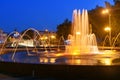 Light Musical Fountain in Seaside Park at night. Batumi, Georgia