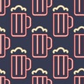 Light neon beer cups seamless pattern background vector illustration Royalty Free Stock Photo