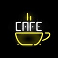 Light neon cafe label vector illustration.