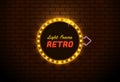 Light neon frame circle retro vector