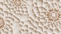 Light neutral Islamic geometric pattern background featuring intricate embossed floral designs in soft cream tones, ideal for Royalty Free Stock Photo