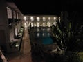 Balcone with pool at night Royalty Free Stock Photo