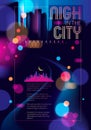 Light night at city, bokeh abstract background blurred lights. Effect vector beautiful background. Blur colorful dark background Royalty Free Stock Photo