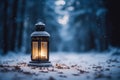 Light night snow holiday lantern candle lamp decorative christmas winter Royalty Free Stock Photo