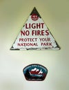 Light No Fires Sign, National Parks, New Zealand Royalty Free Stock Photo