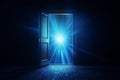 Light from the open door of a dark room, Royalty Free Stock Photo