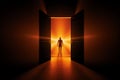 Light from the open door of a dark room, Royalty Free Stock Photo