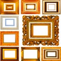 Light orange frame luxury and borders set design decoration pattern and glowing vintage frame on red