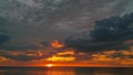 Light orange sunset beautiful view panorama blue sea with orange cloud sky of tropical beach Royalty Free Stock Photo
