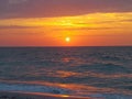 Light orange sunset beautiful view panorama blue sea with orange cloud sky of tropical beach Royalty Free Stock Photo