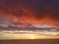 Light orange sunset beautiful view panorama orange sea with orange cloud sky of tropical beach Royalty Free Stock Photo