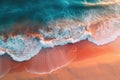 light orange and turquoise romantic seascapes aerial beach photo. Generative AI