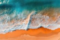 light orange and turquoise romantic seascapes aerial beach photo. Generative AI