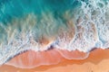 light orange and turquoise romantic seascapes aerial beach photo. Generative AI