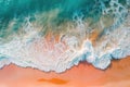 light orange and turquoise romantic seascapes aerial beach photo. Generative AI