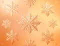 Light Orange vector pattern with christmas snowflakes. Glitter abstract illustration Royalty Free Stock Photo