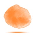 Light orange watercolor vector circle stain isolated on white background with realistic paper watercolor texture.