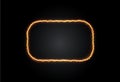 Light oval golden lightning png. Frame made of fire light effect. Luminous frame for Element for your design Royalty Free Stock Photo