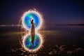 Light Painted Girl in the Salton Sea