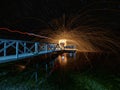 Light Painting with burning steel wool Royalty Free Stock Photo