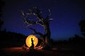 Light Painting Girl With Color and Tube Lighting Royalty Free Stock Photo