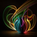 Light painting glowing like fire, a colorful bowl created by generative Ai