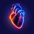 Light painting heart shape. Heart drawn with dark colours lights against dark background. Long exposure photography Royalty Free Stock Photo