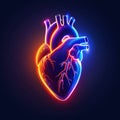 Light painting heart shape. Heart drawn with dark colours lights against dark background. Long exposure photography Royalty Free Stock Photo