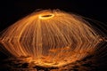 Light painting. Pyrotechnic display at night with the reflection of the water Royalty Free Stock Photo