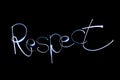 Light painting of the word RESPECT