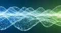Light particle wave design with blue and green gradient, representing data flow and digital connectivity Royalty Free Stock Photo