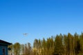 Light passenger plane lands at a private airport