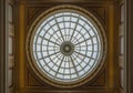 Light passes through The high ceiling glass dome inside main hall of The National Gallery
