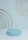 Light, pastel, baby blue 3D rendering minimal product display luxury cylinder podium or product background abstract composition