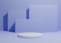 Light, pastel blue, 3D render of a simple, minimal product display composition backdrop with one podium or stand and geometric