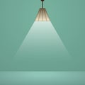 Light from a pendant lamp. Ceiling lamp on light abstract background. Vector illustration