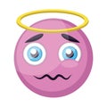 Light pink angel emoji face vector illustration