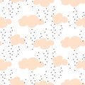 Light pink baby snowy clouds seamless vector pattern.