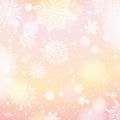 Light pink background with snowflakes and stars Royalty Free Stock Photo